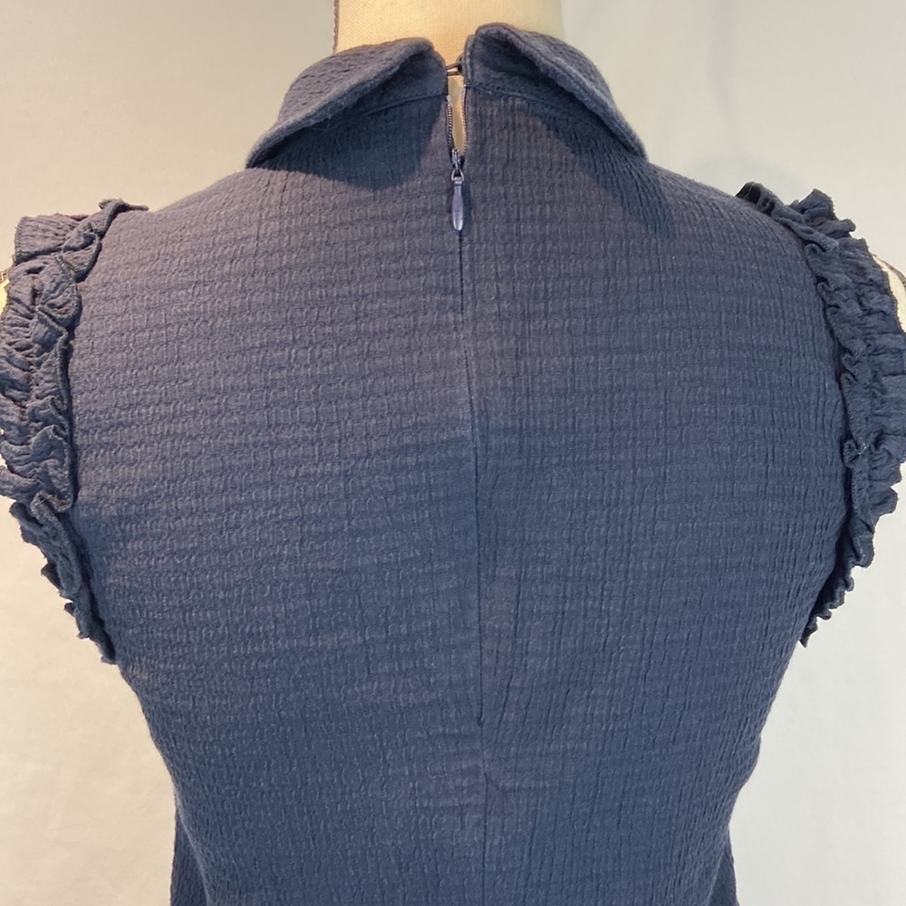 Zara Trafaluc Mini Shift Size M Navy Sleeveless Dress With Sequin Bee - Picture 6 of 10